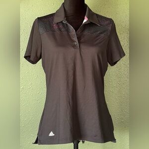 Adidas Golf Womens Sports Polo Shirt Size Medium Black Pink Green Shortsleeve